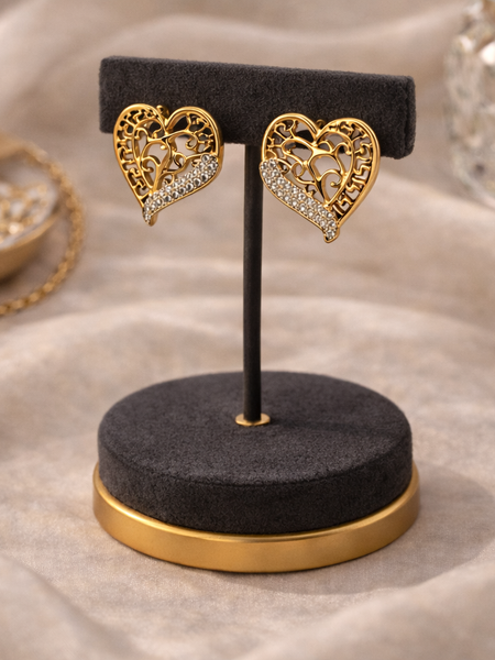 Eterna Filigree Heart Stud Earrings