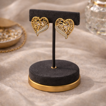 Eterna Filigree Heart Stud Earrings