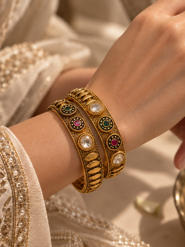 Maharani Navratan Heritage Bangle Set