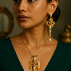 Elephant Pearl Necklace Set