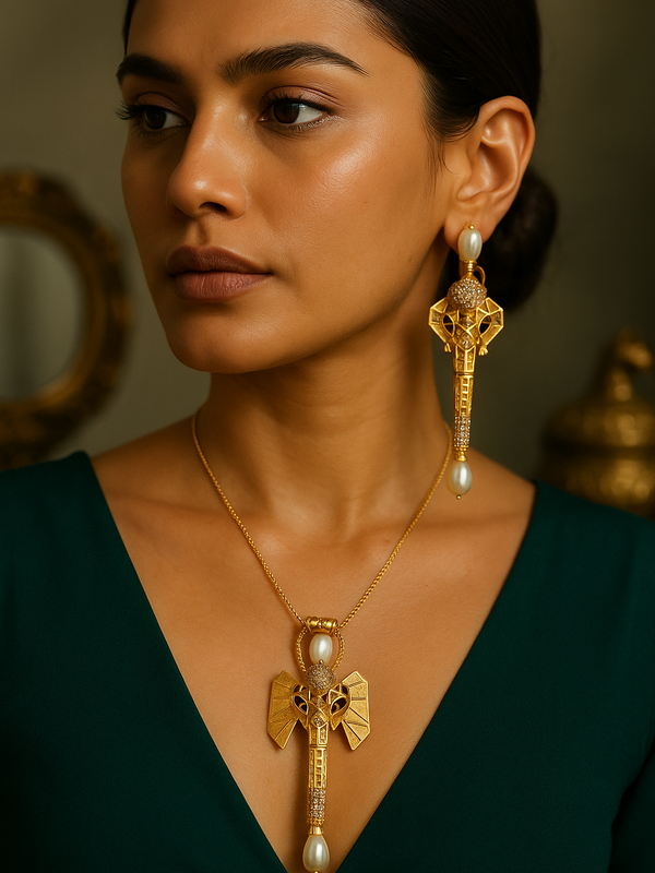 Elephant Pearl Necklace Set