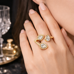 Trinity Pear Halo Open Ring