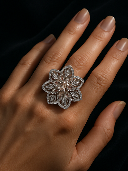 RosŽ Radiance Floral Statement Ring