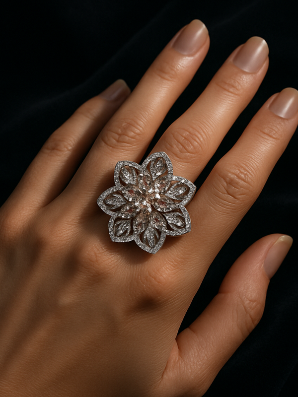 RosŽ Radiance Floral Statement Ring