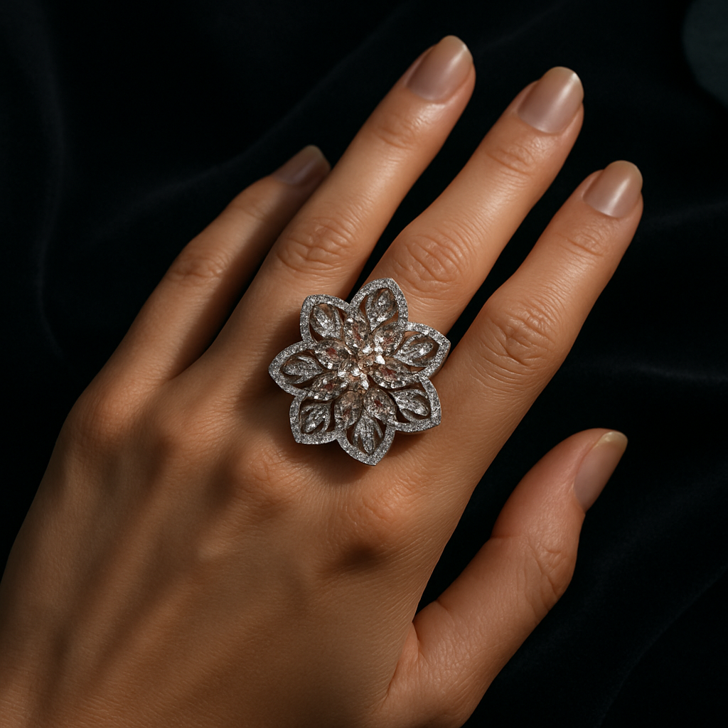 RosŽ Radiance Floral Statement Ring