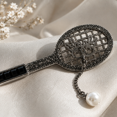 Noir Racket Pearl Brooch