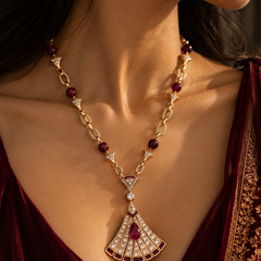 Riviera Ruby Art Deco Necklace & Earrings Set