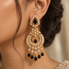Noor Black Chandbali Earrings
