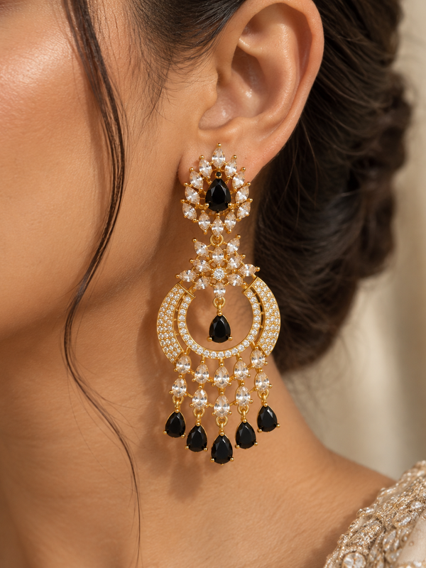 Noor Black Chandbali Earrings