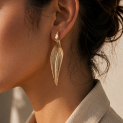 Elara Sculpted Leaf Earrings