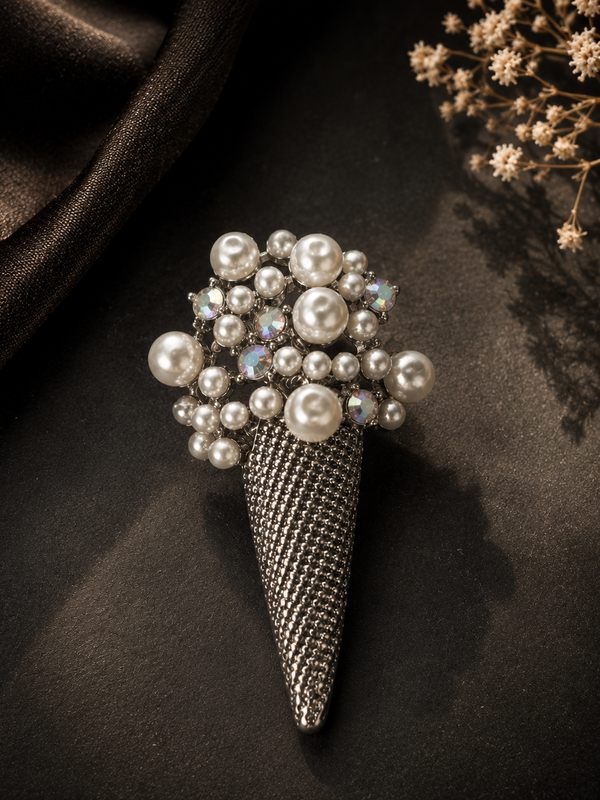 Midnight Pearl Cascade Brooch