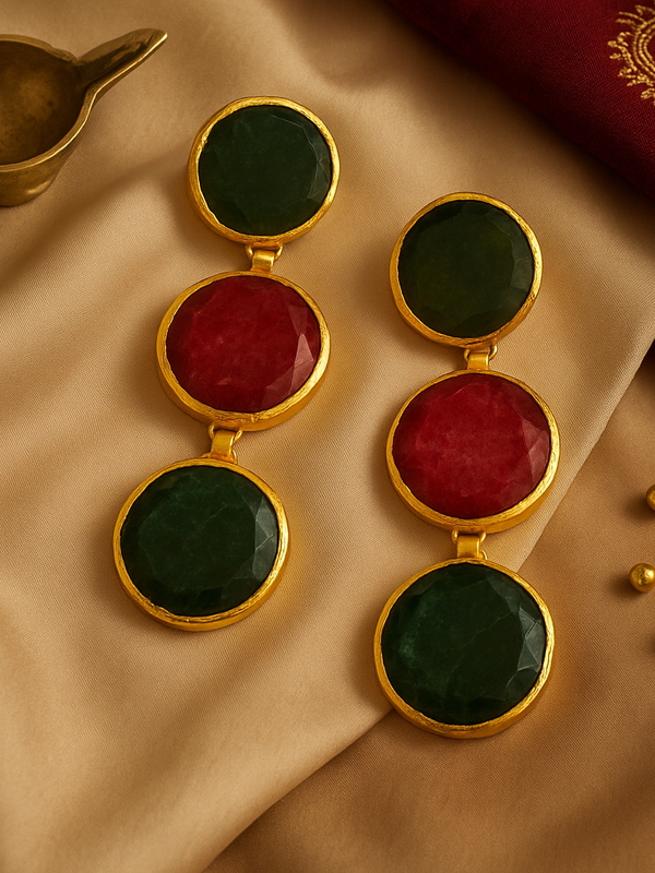 Aabha Ruby & Emerald Drop Earrings