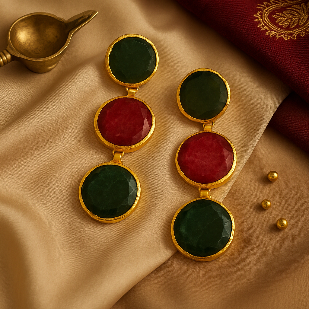 Aabha Ruby & Emerald Drop Earrings