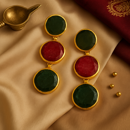 Aabha Ruby & Emerald Drop Earrings