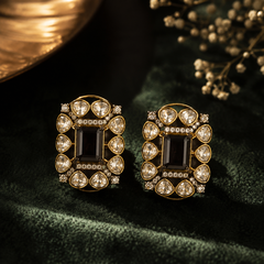 Noir Polki Frame Statement Studs