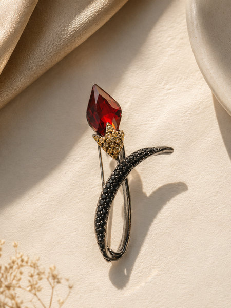 Crimson Bloom Statement Brooch