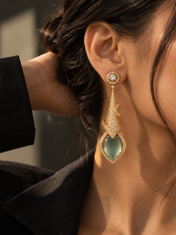 Meher Sage Statement Earrings