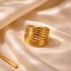 Golden Ripple Statement Ring