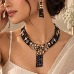 Neelanjali Sapphire Statement Necklace & Earrings Set