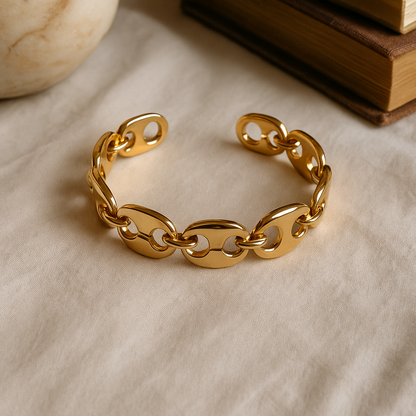 Golden Link Chain Cuff Bracelet