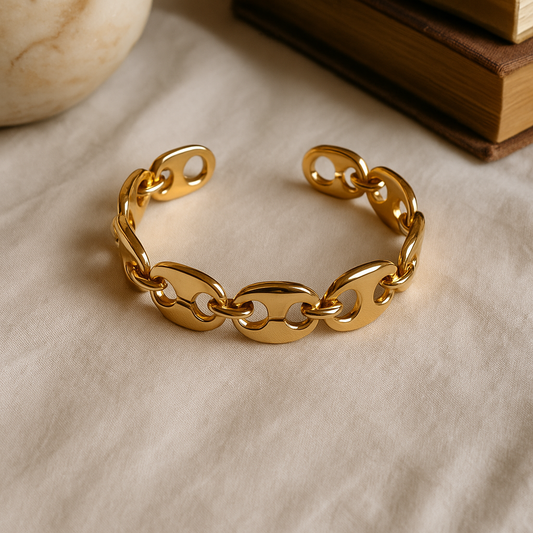 Golden Link Chain Cuff Bracelet
