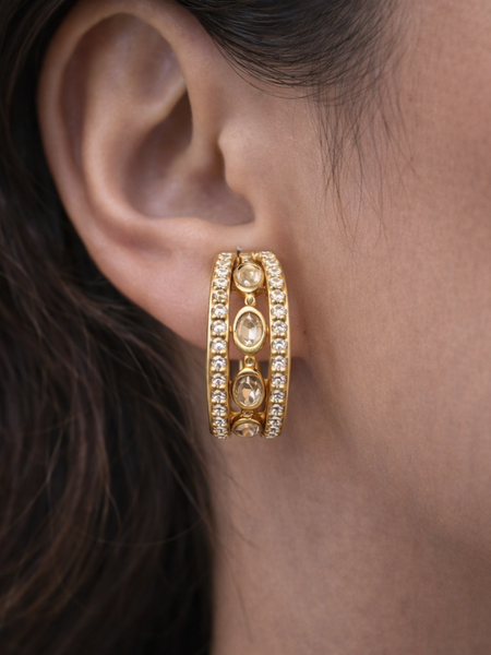 Classic Hoop Earrings with Crystal Stud