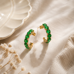 Verde Luxe Emerald Huggie Earrings