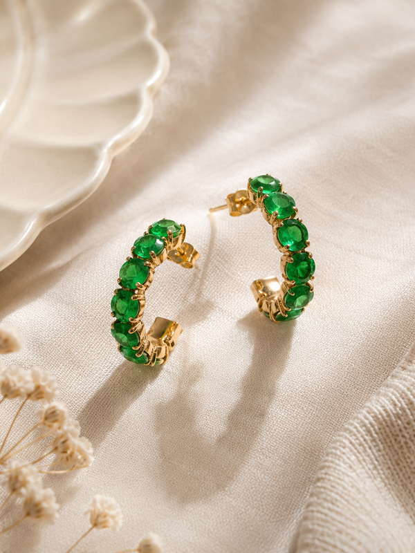 Verde Luxe Emerald Huggie Earrings