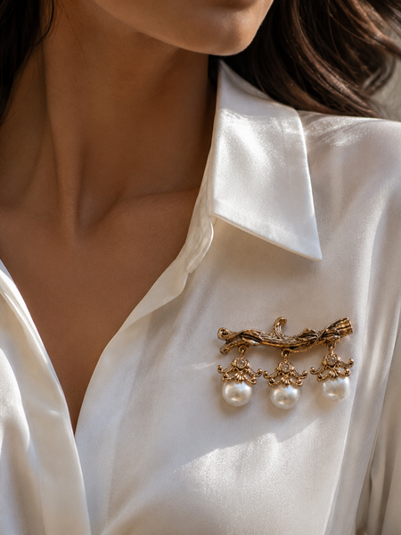 Elysian Pearl Vine Brooch
