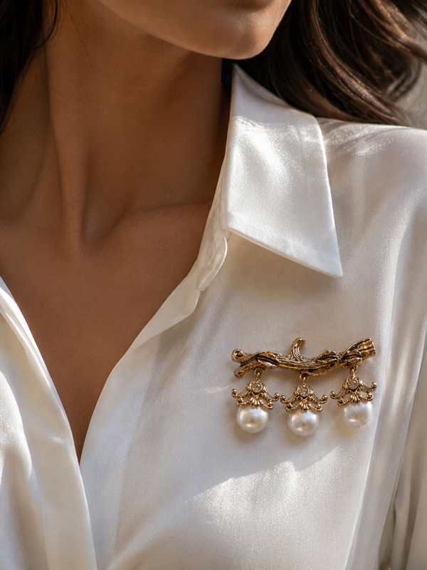 Elysian Pearl Vine Brooch