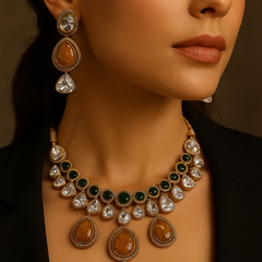 Antique Amber Kundan Necklace Set