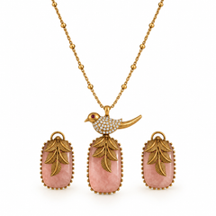 Gulnaar Bird & Blush Stone Pendant Necklace