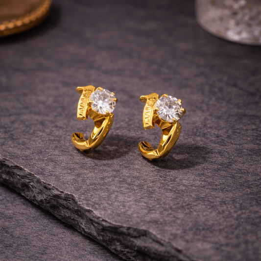 Elara Solitaire Cuff Stud Earrings