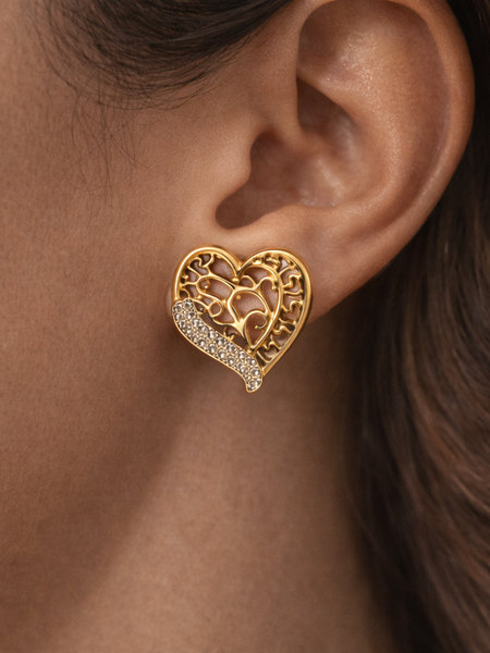 Eterna Filigree Heart Stud Earrings