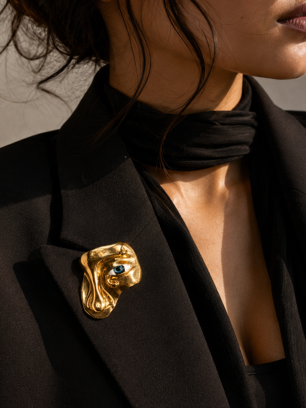 Nazar Muse Evil Eye Brooch - Gold