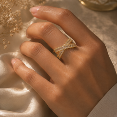 Criss-Cross Crystal Ring