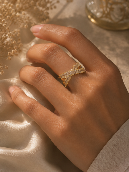 Criss-Cross Crystal Ring