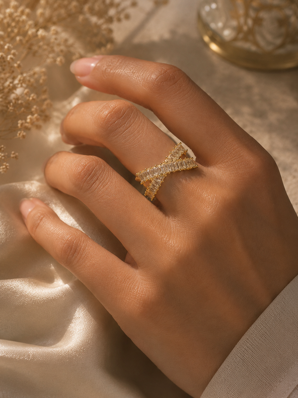 Criss-Cross Crystal Ring