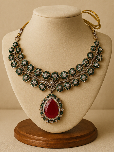 Emerald Royale Ruby Drop Necklace Set