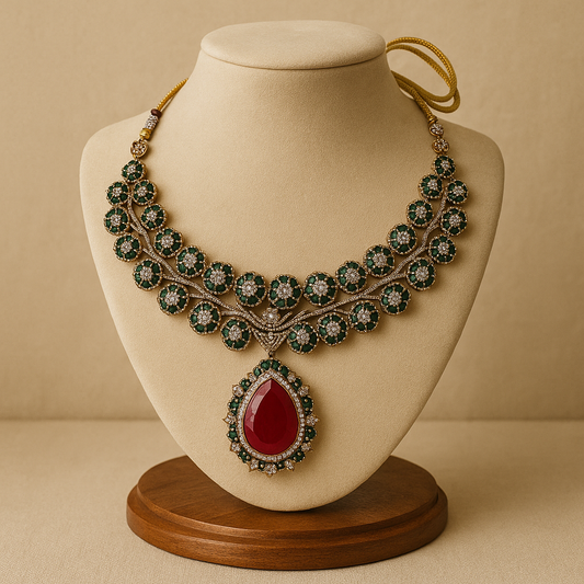 Emerald Royale Ruby Drop Necklace Set