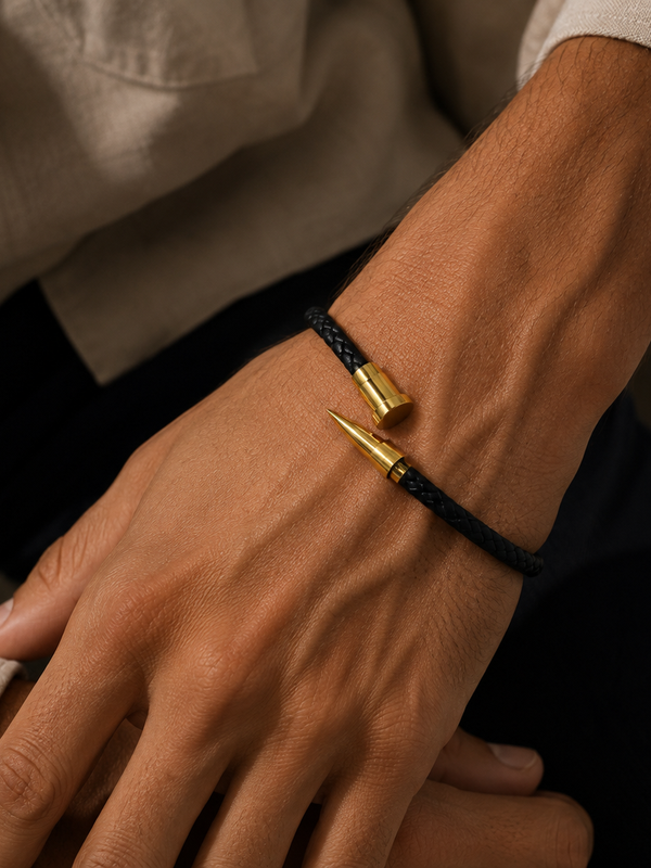 The Gold Nail Leather Bracelet