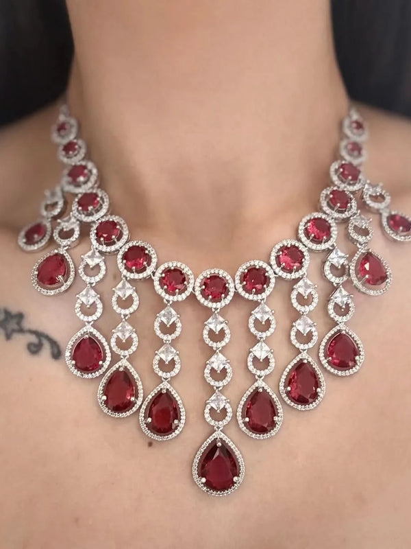 Rouge Cascade Diamond Necklace Set