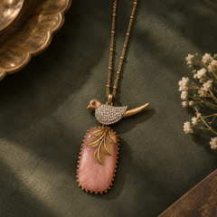 Gulnaar Bird & Blush Stone Pendant Necklace