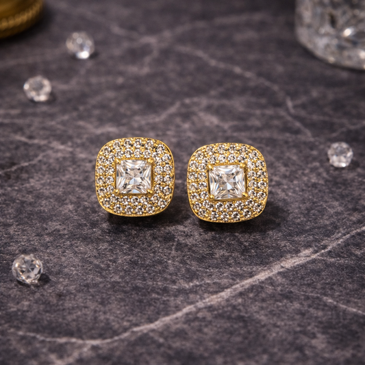 Celeste Cushion Halo Stud Earrings