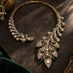 Morni Emerald Polki Necklace & Earrings Set