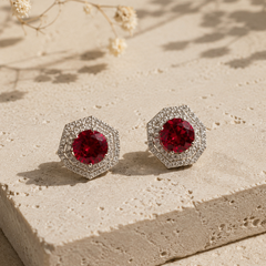 Scarlet Halo Stud Earrings
