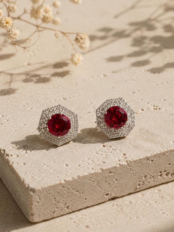 Scarlet Halo Stud Earrings