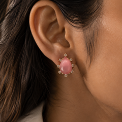 Roselle Blush Teardrop Stud Earrings