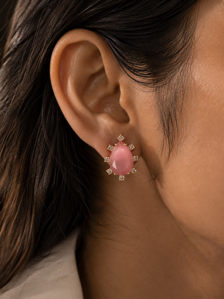 Roselle Blush Teardrop Stud Earrings