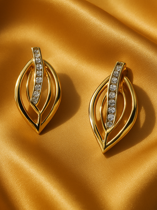 Gold & Zircon Statement Earrings